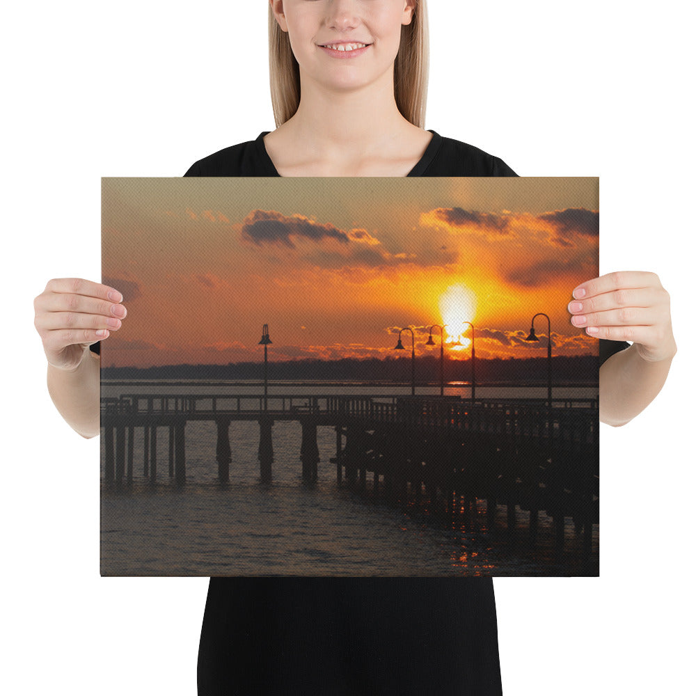 "Sunset at New Haven's Fort Hale Pier" (Canvas Print)