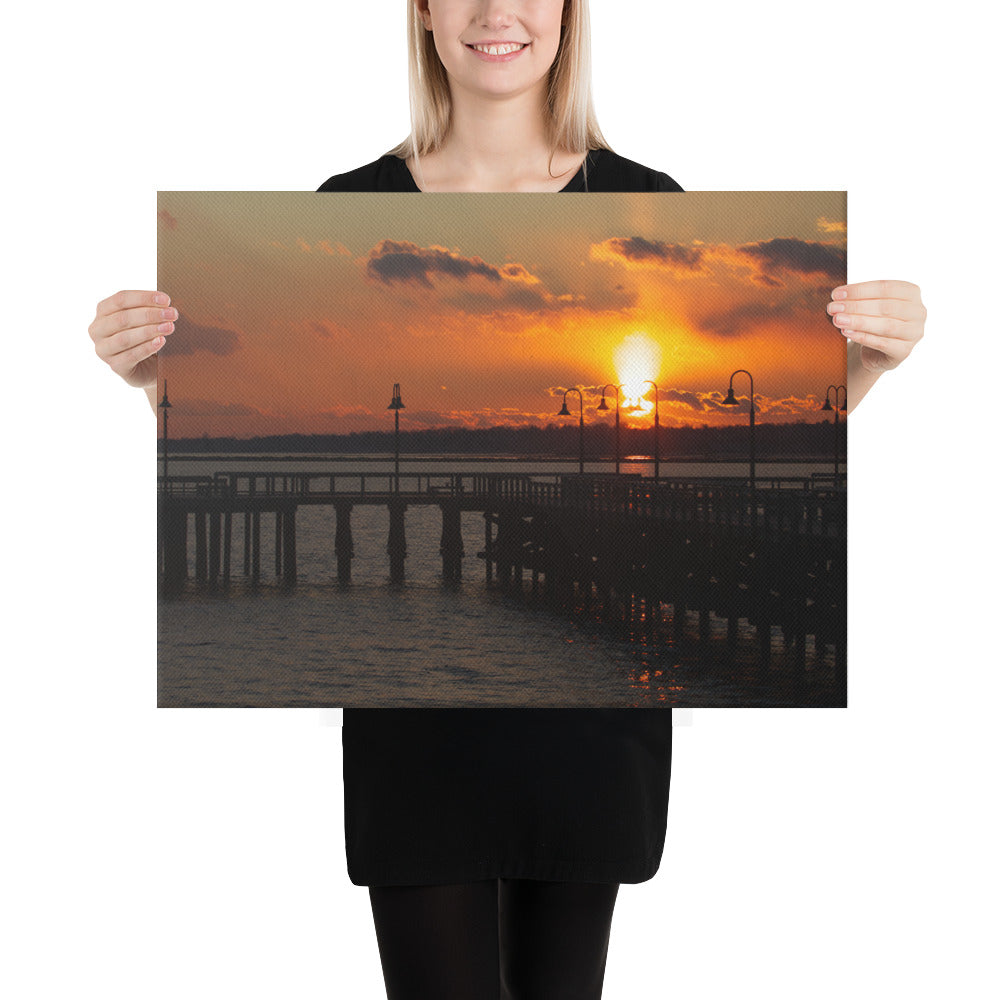 "Sunset at New Haven's Fort Hale Pier" (Canvas Print)