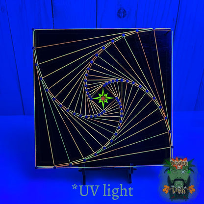 UV-reactive String Art - "Falling Star"